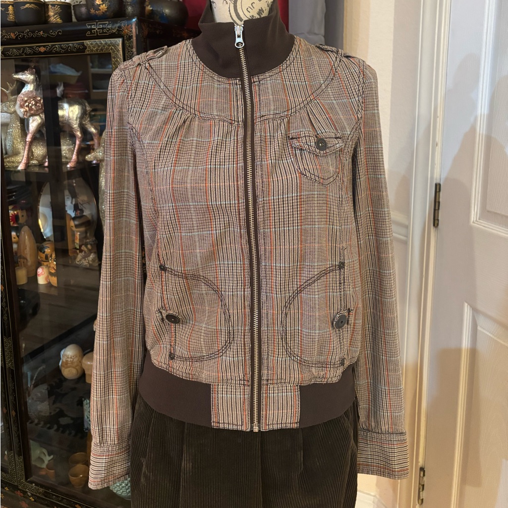 Y2k Unionbay Houndstooth Lightweight Jacket.